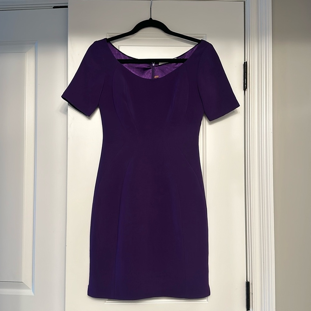 T TAHARI Scoop Neck Purple Dress